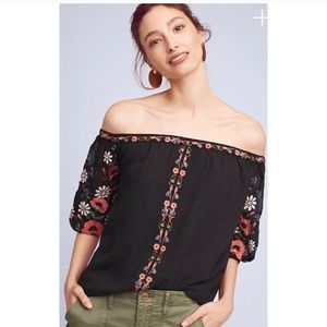 ❌SOLD❌Anthropologie Embroidered Poppy Top